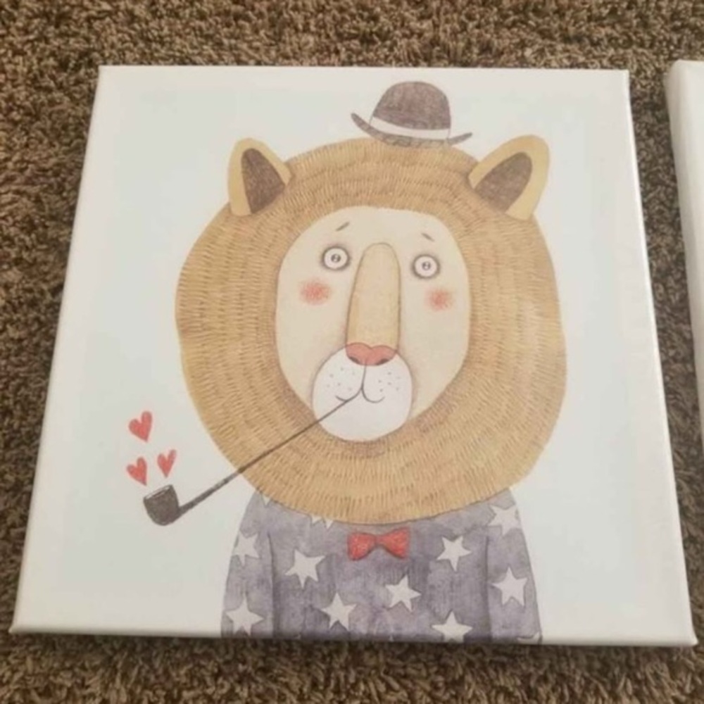 Kids Lion panda and‎ bear Canvas Art